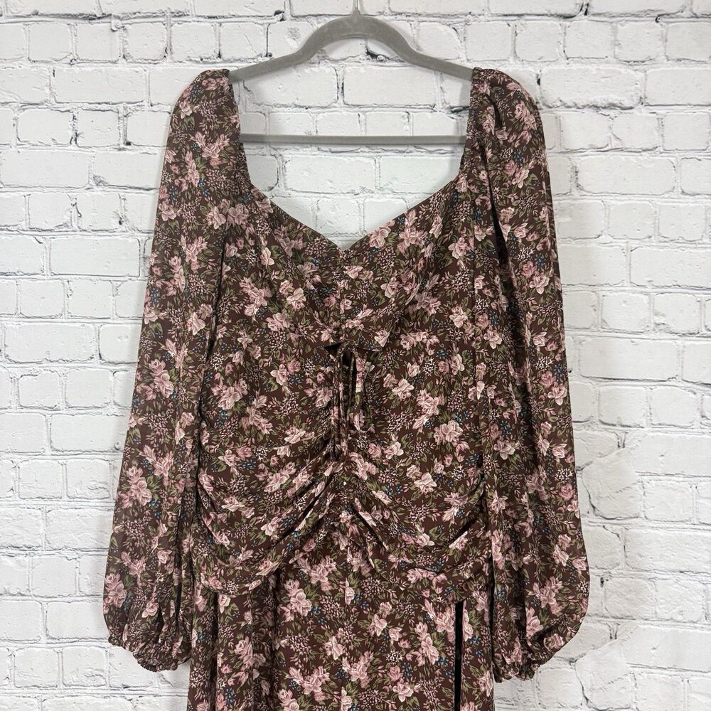 Astr Floral Midi Dress in Brown and Pink - Picture 5 of 14
